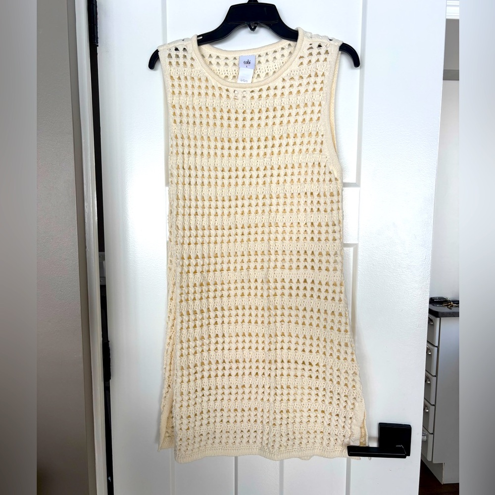 CAbi Paradise Cover-Up #6433 Off White Swim Cover-Up Size L new